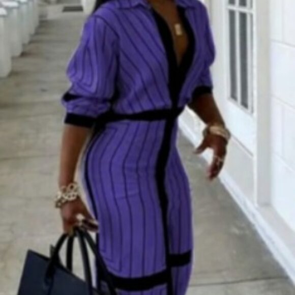 Be the boss!! Amazing Purple Button Down Women's Collared Shirt Maxi Dress - 2X - Picture 1 of 13